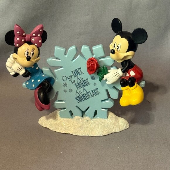 Mickey Minnie Mouse Figurine Walt Disney Hamilton Collection Unique Snowflake - Picture 1 of 3